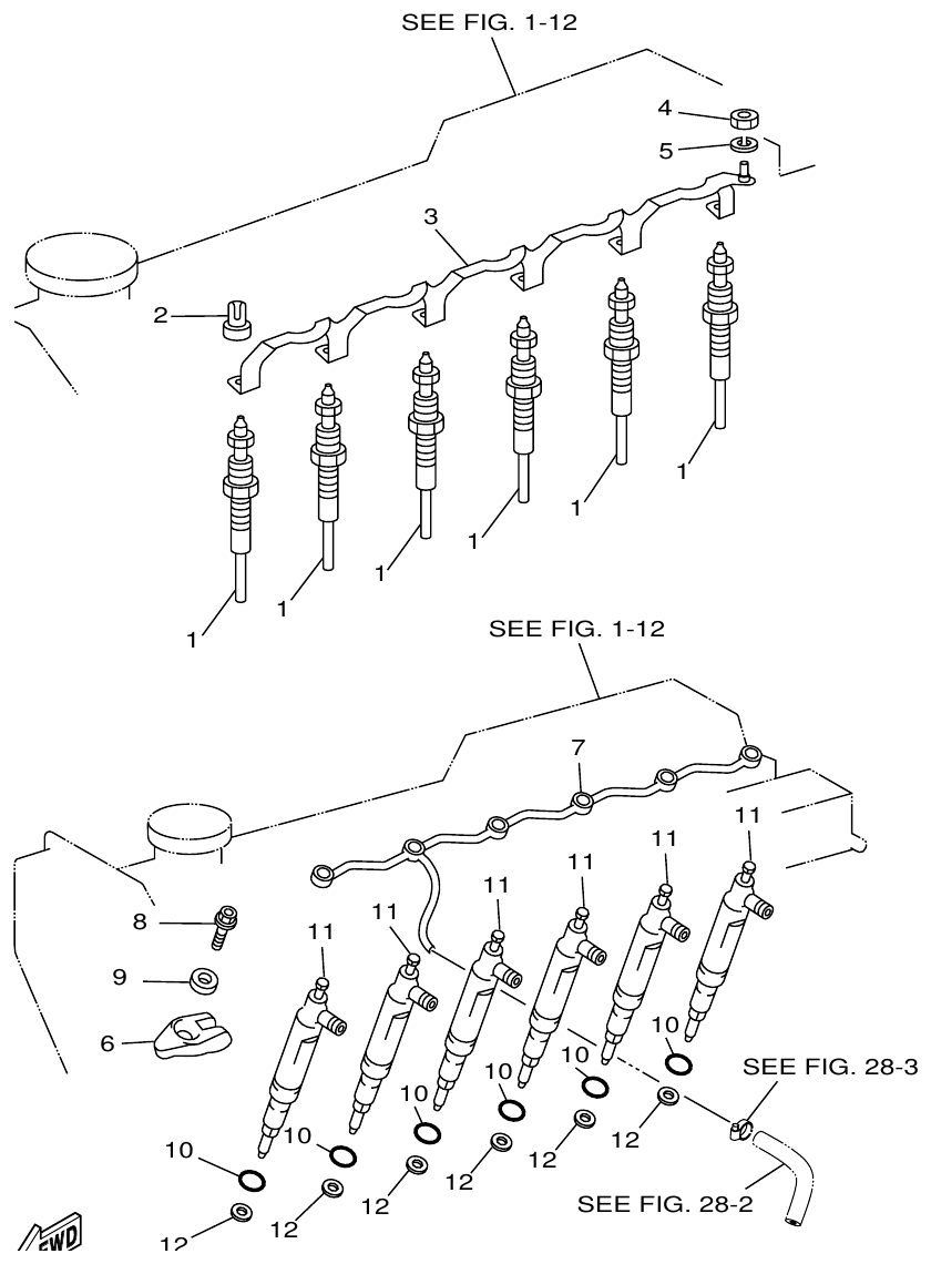 Yamaha ME422STIP2 (N601)STIP1(N611) INJECTION NOZZLE parts diagram